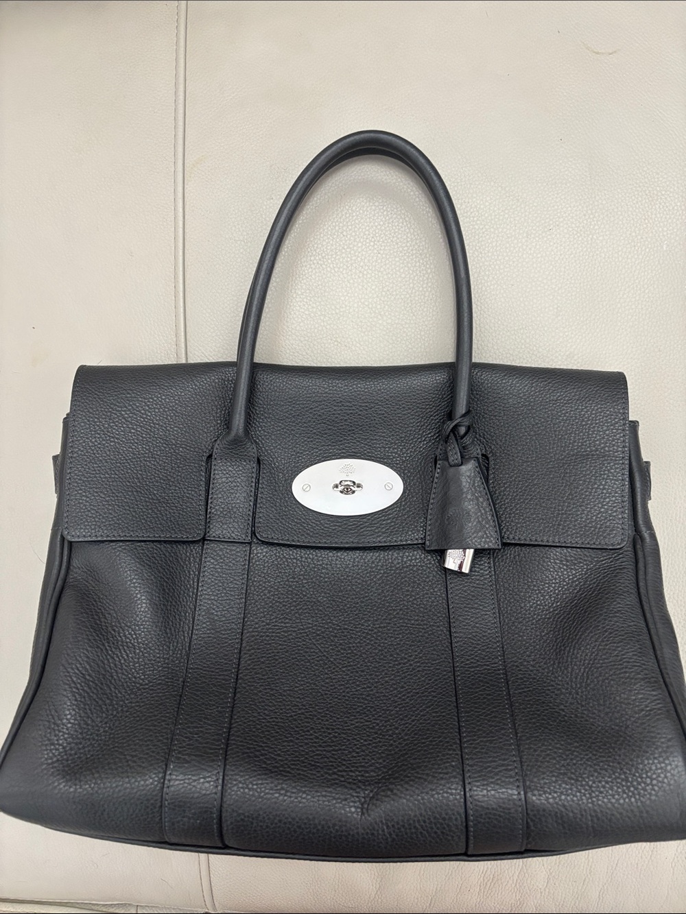 Mulberry Dark grey Pebbled Leather Bayswater Satchel